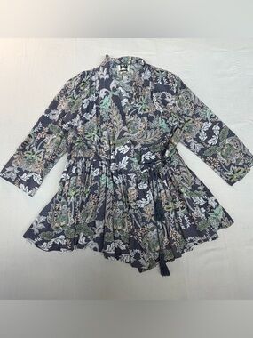 Jaase Anthropologie Women’s Wrap Peplum Floral Boho Cardigan Sz XL
